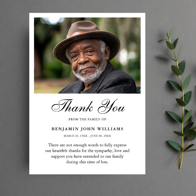 Thank You Custom Funeral Photo Sympathy Grief Loss Card (Sympathy Thank You Card)