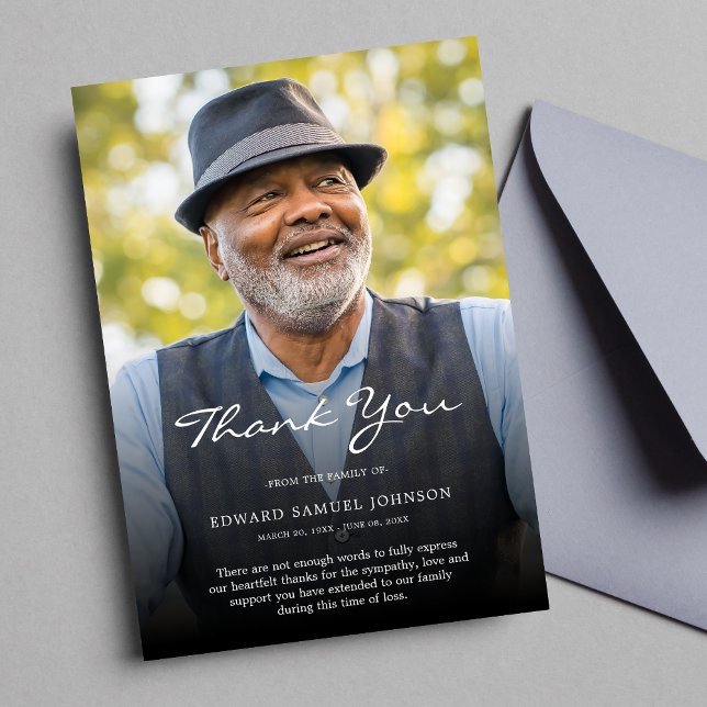 Thank You Custom Funeral Photo Sympathy Tribute  Card (Sympathy Thank You Card)