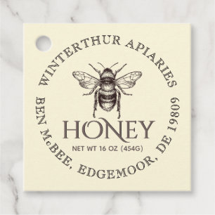 Thank You Custom Honey Jar Bee Tags Ivory