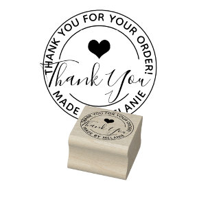 Thank You Custom Logo Elegant Script Circle Text Rubber Stamp