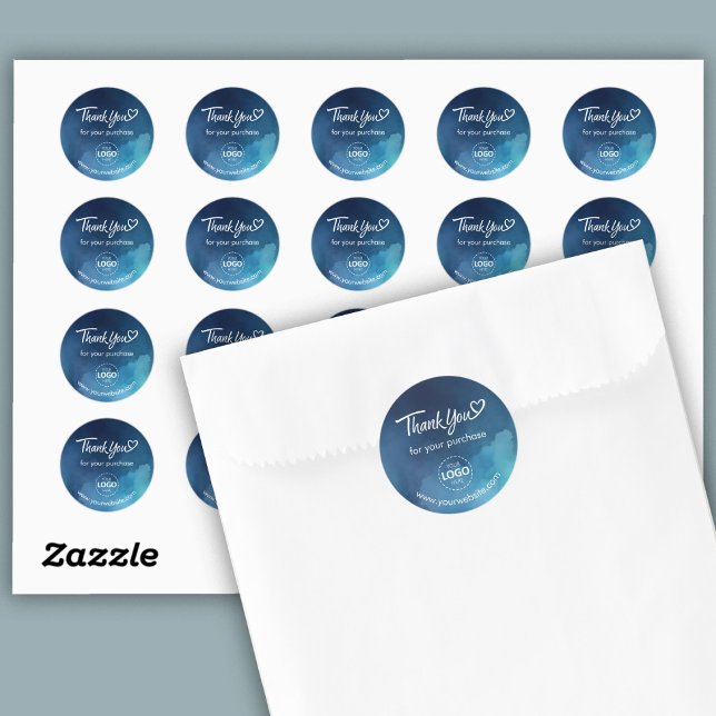 Thank You Custom Logo/ Website Blue Stickers Sheet (Creator Uploaded)