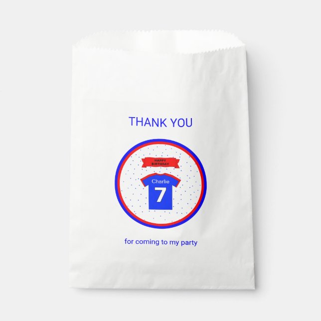 Thank you custom name 7th birthday favour bags (Front)