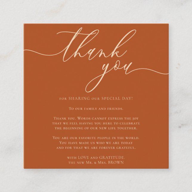 Thank You Custom Photo Simple Business Wedding Enclosure Card (Front)