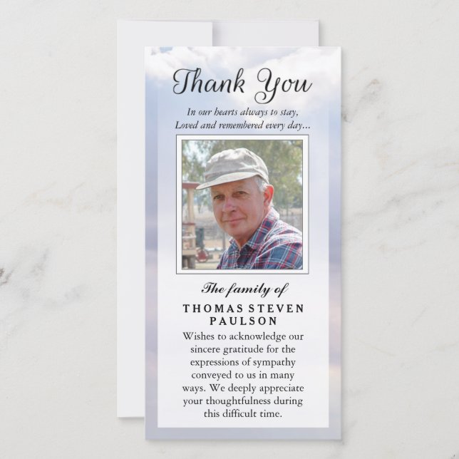 Thank You Custom Photo Sympathy - Peaceful Sky (Front)