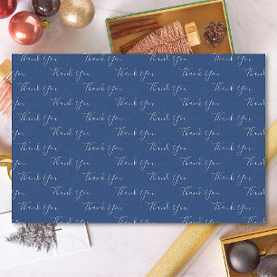 Thank You Custom Text Blue And White Tissue Paper