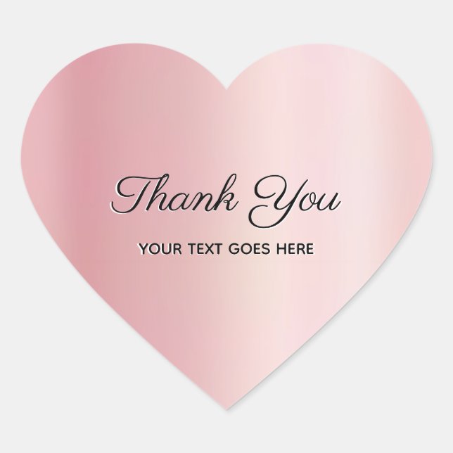Thank You Custom Text Luxury Elegant Rose Gold Heart Sticker (Front)