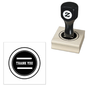 THANK YOU Custom Text Wood Art Classic Black Ink  Rubber Stamp