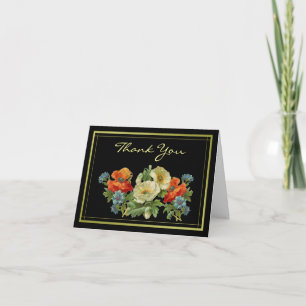 Thank You Custom Vintage Poppy and Cornflowers Card