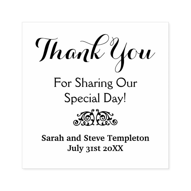 Thank You Custom Wedding Date Rubber Stamp (Imprint)