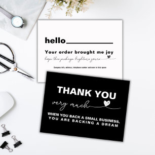 Thank you Customer appreciation Black note heart