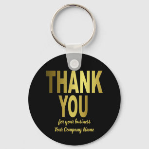 Thank You Customer Appreciation Gold Black Key Ring
