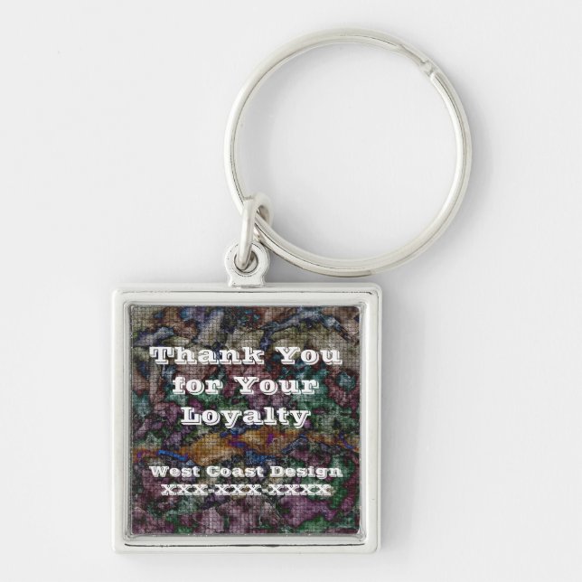 Thank You Customer Loyalty Token Colourful Mosaic Key Ring (Front)