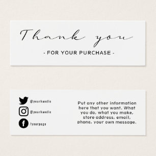 Thank you customer order, social media insert card