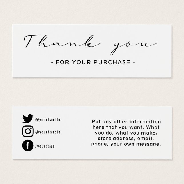Thank you customer order, social media insert card (Front & Back)