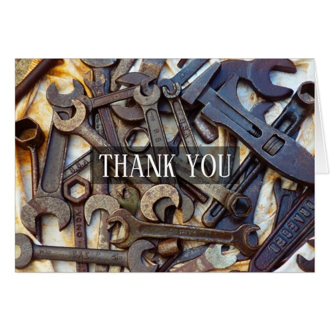 "Thank You" Customisable Vintage Tools Card (Front Horizontal)