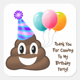 Thank You Customised Poop Emoji Birthday Stickers