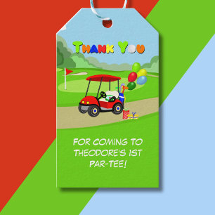 Thank You Cute 1st Birthday Red Golf Cart Boy's Gift Tags