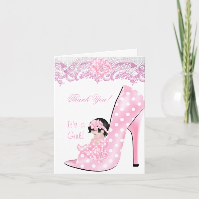 Thank You Cute Baby in High Heel Shoe Shower Baby (Front)