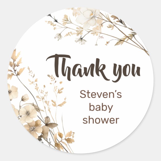 Thank you Cute bear baby shower sticker  (Front)