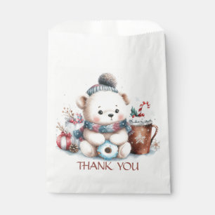 Thank you cute bear winter blue hat christmas  favour bags