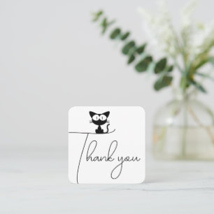 Thank you cute black cat square business card
