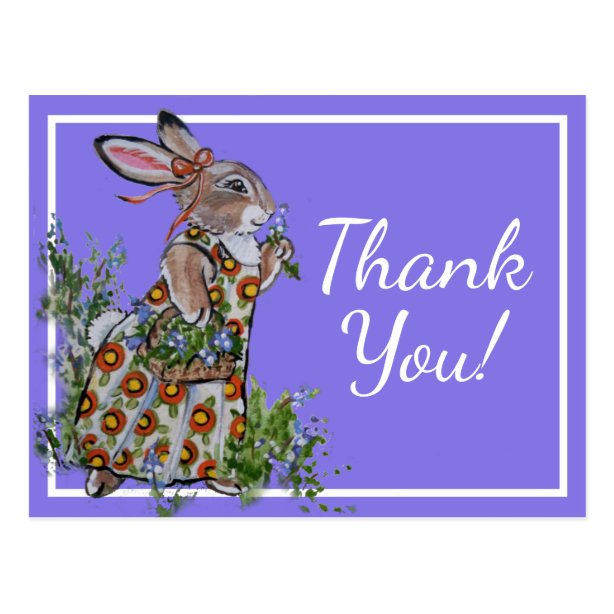 Cute Whimsical White Rabbits Postcards Thank You Cards Zazzle UK