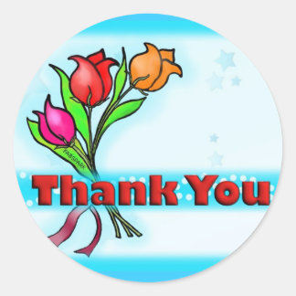 THANK YOU cute cartoon flowers stickers