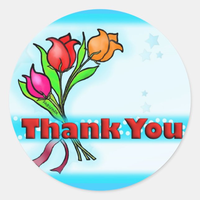 THANK YOU cute cartoon flowers stickers (Front)