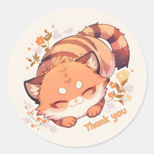 Thank You Cute Cat Anime Classic Round Sticker