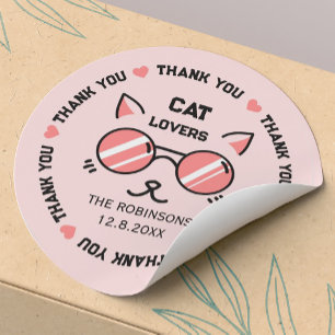 Thank you cute cat classic round sticker