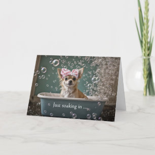 Thank You Cute Chihuahua Puppy in a Bubble Bath Card