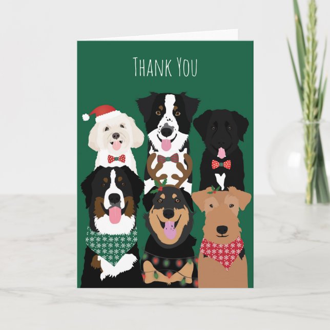 Thank You Cute Christmas Dogs Card (Front)