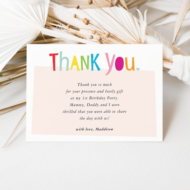 THANK YOU cute colourful modern typography Card (Creator Uploaded)