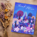 THANK YOU Cute Country Village Illustration Postcard<br><div class="desc">Customise this sweet thank you card with handmade art. Click on “Personalise” above to edit the text. Then click "edit using design tool" to adjust the fonts, colours and placements. Check my shop for more or let me know if you'd like something custom! Also available as a digital download so...</div>