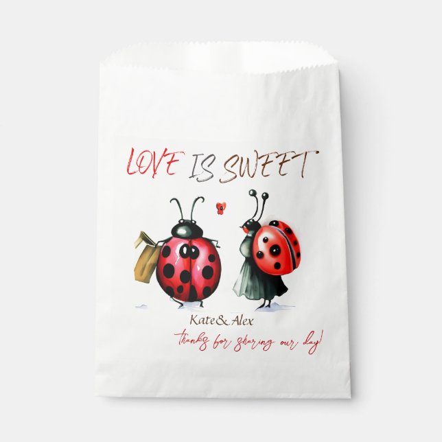 Thank You, Cute Couple, Love is Sweet Wedding Favour Bags (Front)