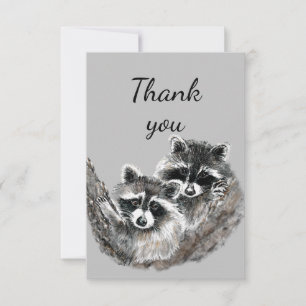 Thank You Cute Cuddling Racoon Hugs Love Animal Card