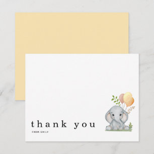 Thank You Cute Elephant Yellow Gender Neutral Card