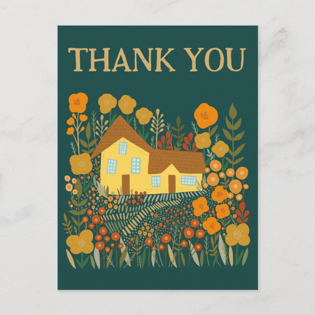 THANK YOU Cute Farmhouse Flowers  Postcard (Front)