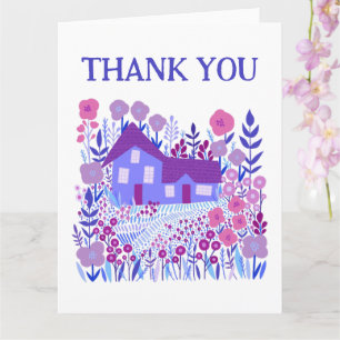 THANK YOU Cute Farmhouse Garden Home Purple Card