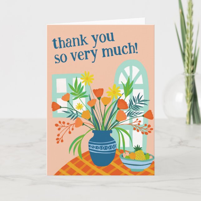 THANK YOU Cute Floral Bouquet Custom Colourful Card (Front)