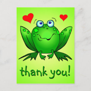 Thank You Cute Green Frog Hearts Postcard