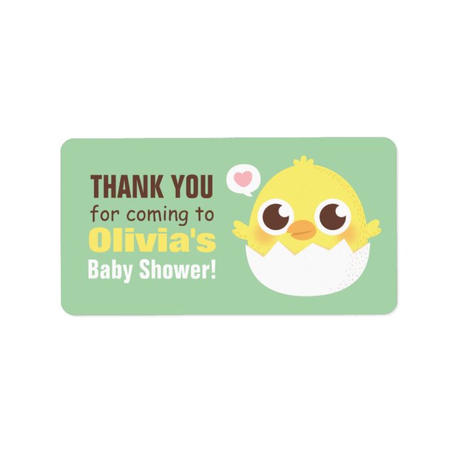 Thank You Cute Hatching Chick Baby Shower Labels (Front)