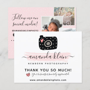 Thank You Cute Minimalist Photography Logo 4-Photo Postcard