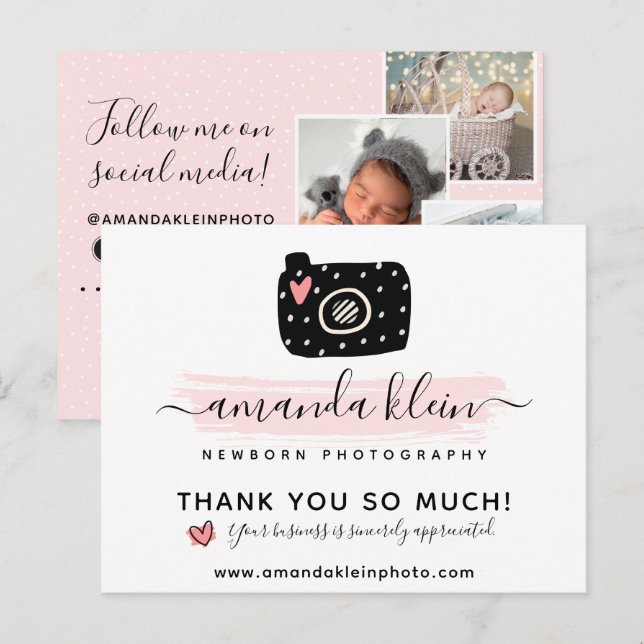 Thank You Cute Minimalist Photography Logo 4-Photo Postcard (Front/Back)