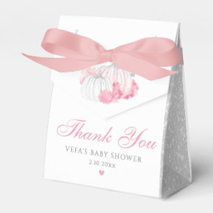 Thank You Cute Pink Fall Pumpkin Girl Baby Shower Favour Box