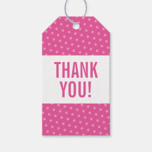 THANK YOU cute polka dot pattern pink Gift Tags