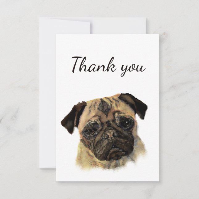 Thank You Cute Pug Dog Animal Blank Back (Front)