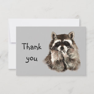 Thank You Cute Racoon Blowing Kisses Animal Humour Card