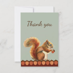Thank You Cute Red Squirrel Animal Nature Art Card