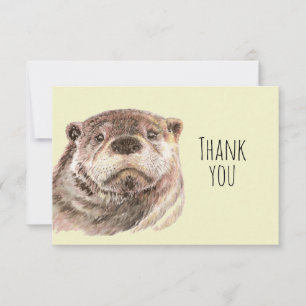 Thank You Cute Watercolor Otter  Animal Art Nature